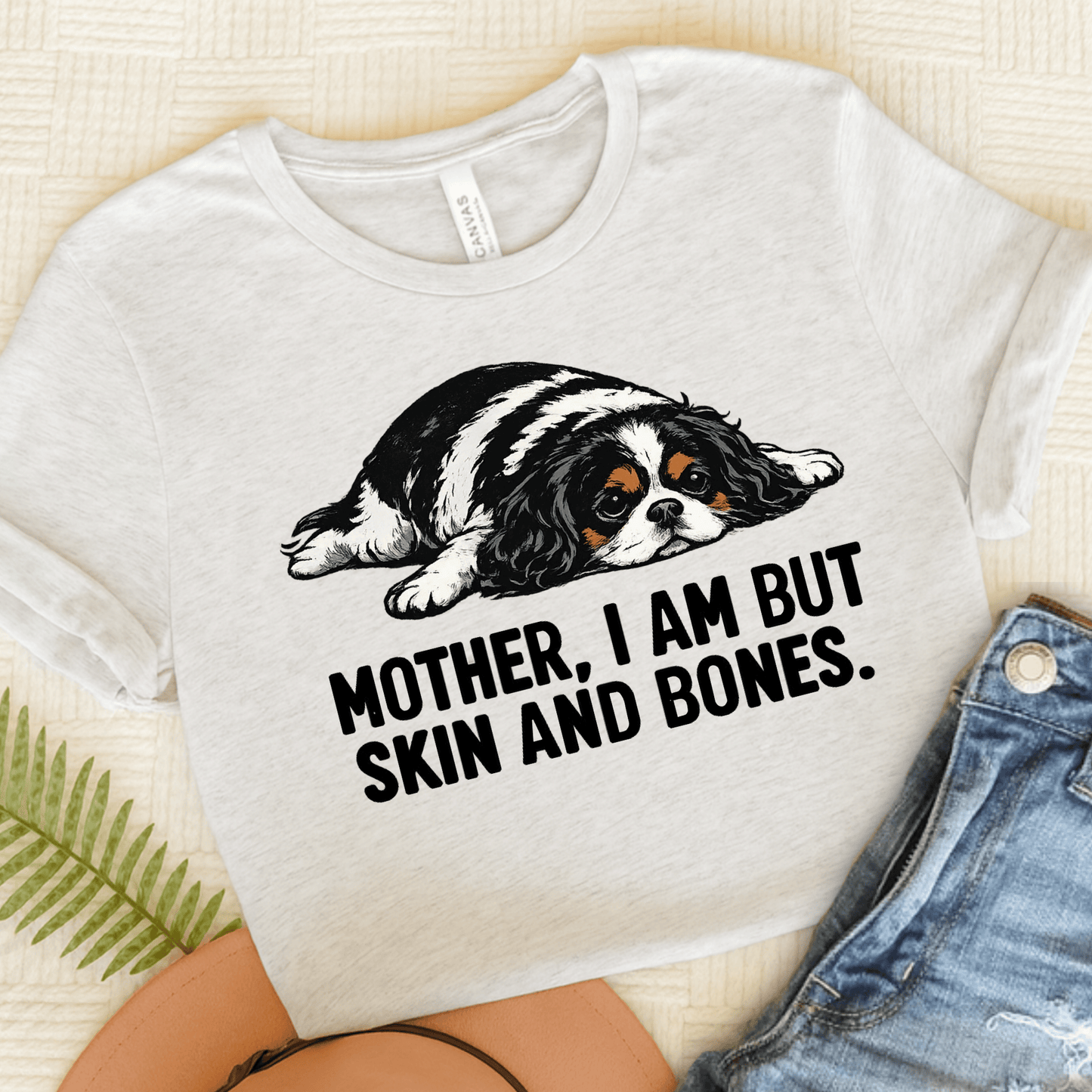 Personalized Cavalier Mom Skin Bones Unisex Tshirt Ash