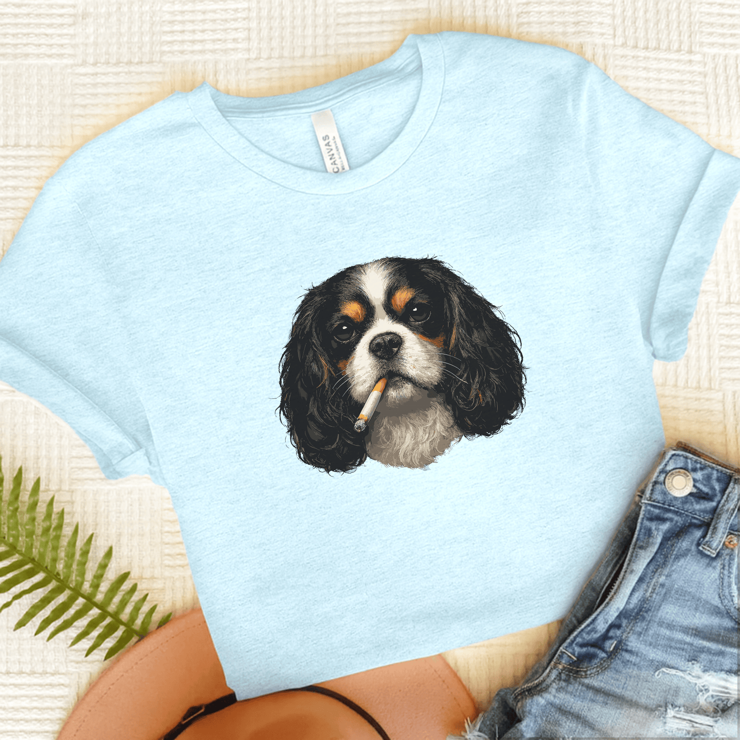 Personalized Cavalier Dramatic Unisex TShirt Heather Ice Blue