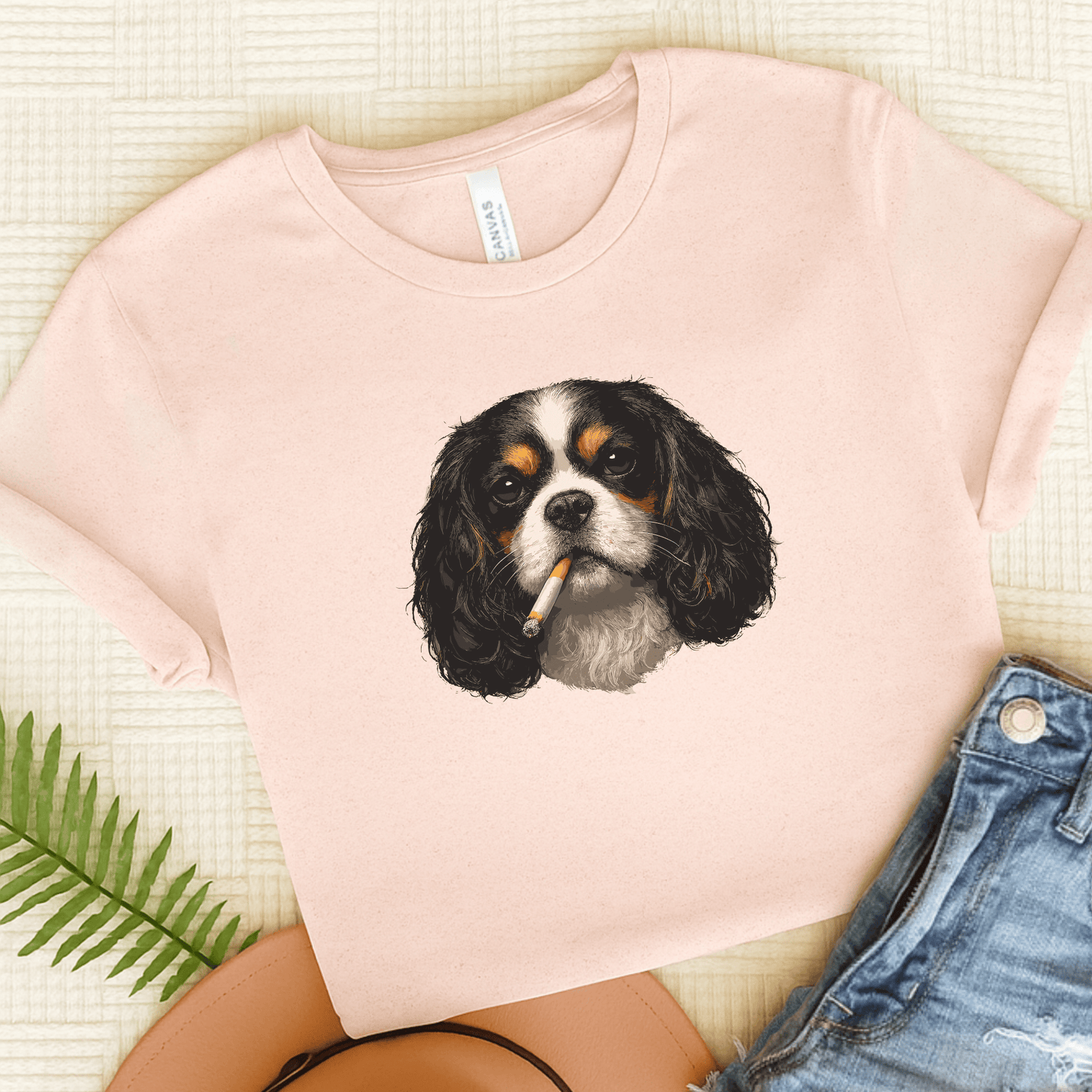 Personalized Cavalier Dramatic Unisex TShirt Soft Pink