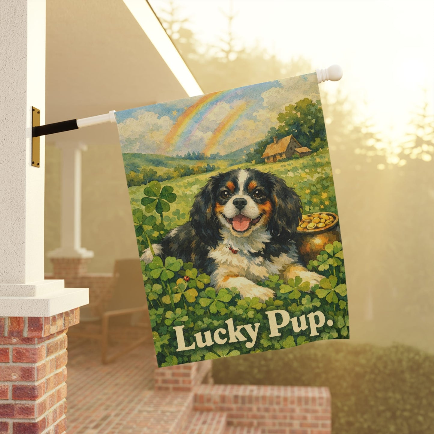 Personalized Cavalier St Patricks Day Garden Flag