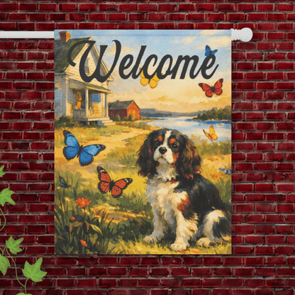 Personalized Cavalier Butterflies Yard Flag 24.5'' × 32''