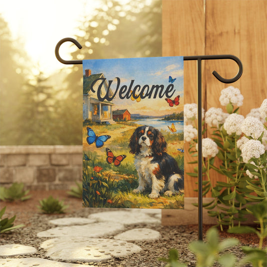 Personalized Cavalier Butterflies Yard Flag