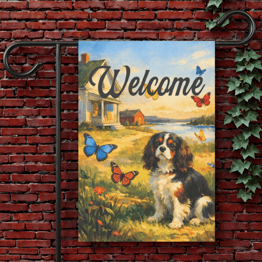 Personalized Cavalier Butterflies Yard Flag 12'' × 18''