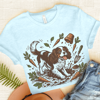 Tricolor Cavalier Garden Helper Unisex TShirt Heather Ice Blue