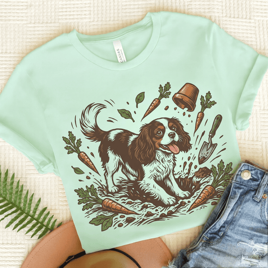 Tricolor Cavalier Garden Helper Unisex TShirt Heather Mint