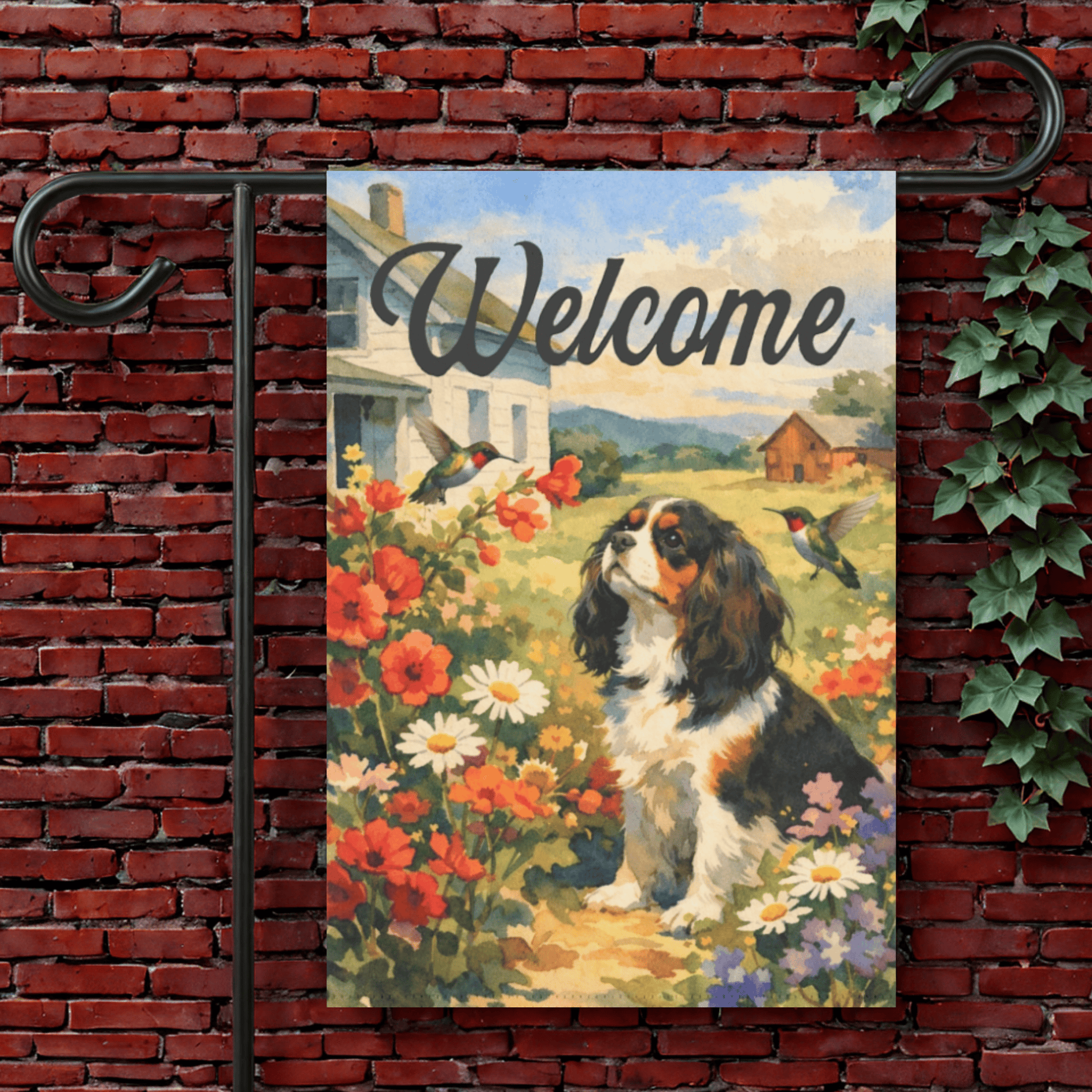 Custom Cavalier Hummingbirds Yard Flag 12'' × 18''