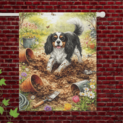 Personalized Cavalier Digging Garden Flag 24.5'' × 32''