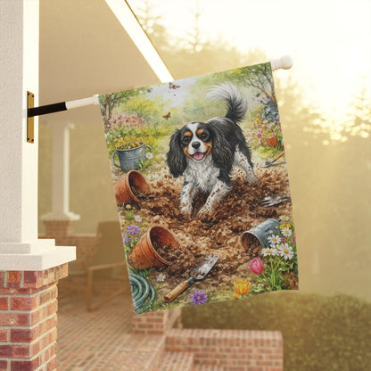 Personalized Cavalier Digging Garden Flag