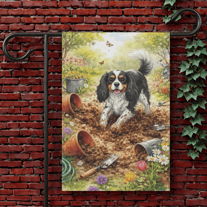 Personalized Cavalier Digging Garden Flag 12'' × 18''
