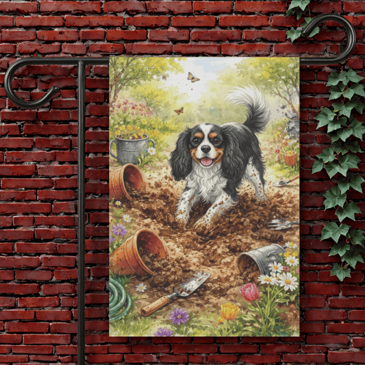 Personalized Cavalier Digging Garden Flag 12'' × 18''