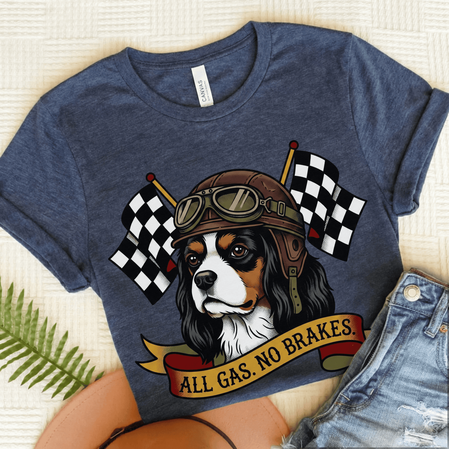 Personalized Cavalier Gas Race Car Unisex TShirt Heather Navy