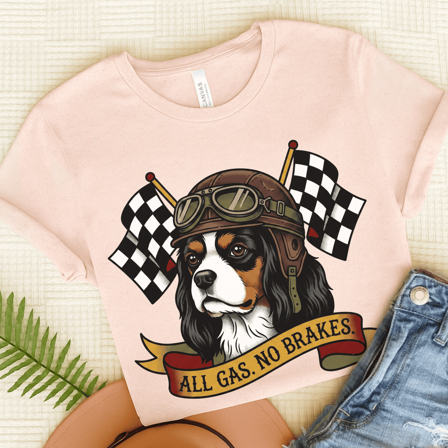 Personalized Cavalier Gas Race Car Unisex TShirt Soft Pink