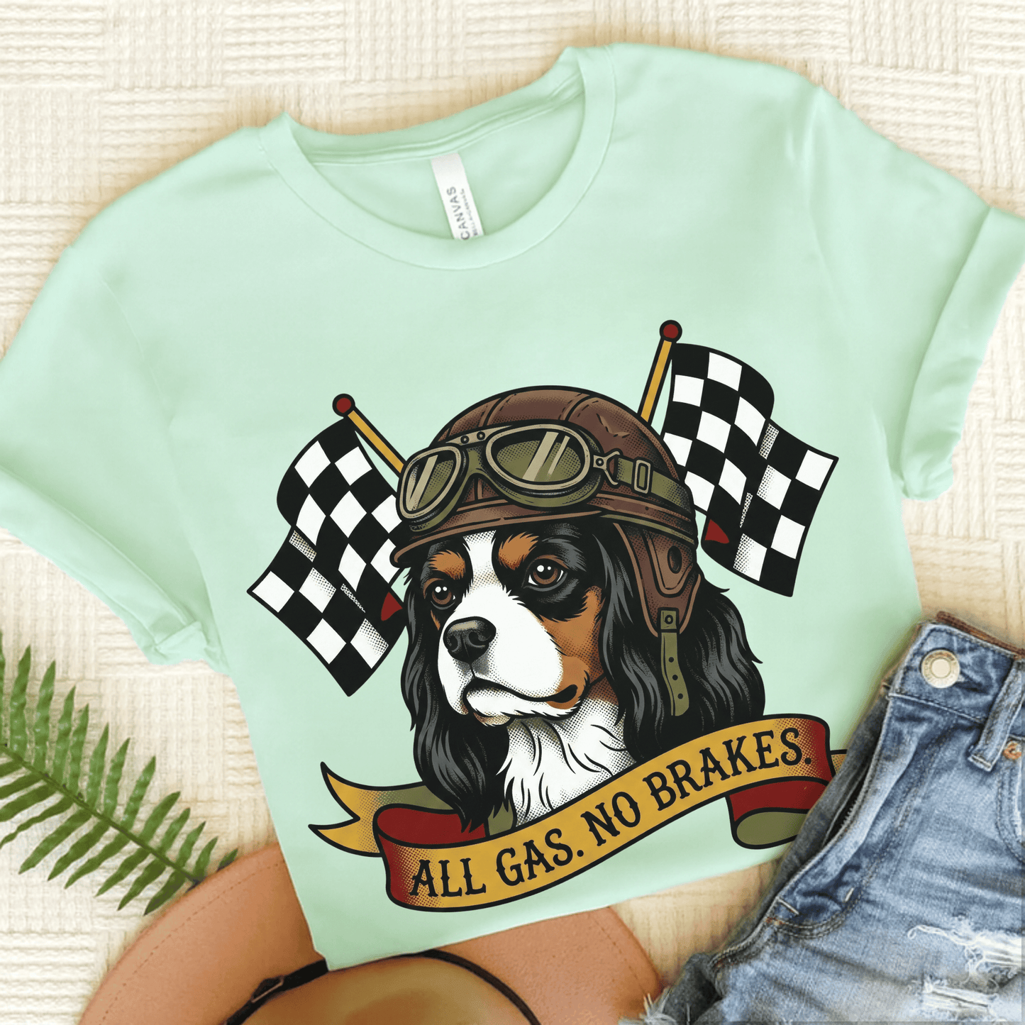 Personalized Cavalier Gas Race Car Unisex TShirt Heather Mint