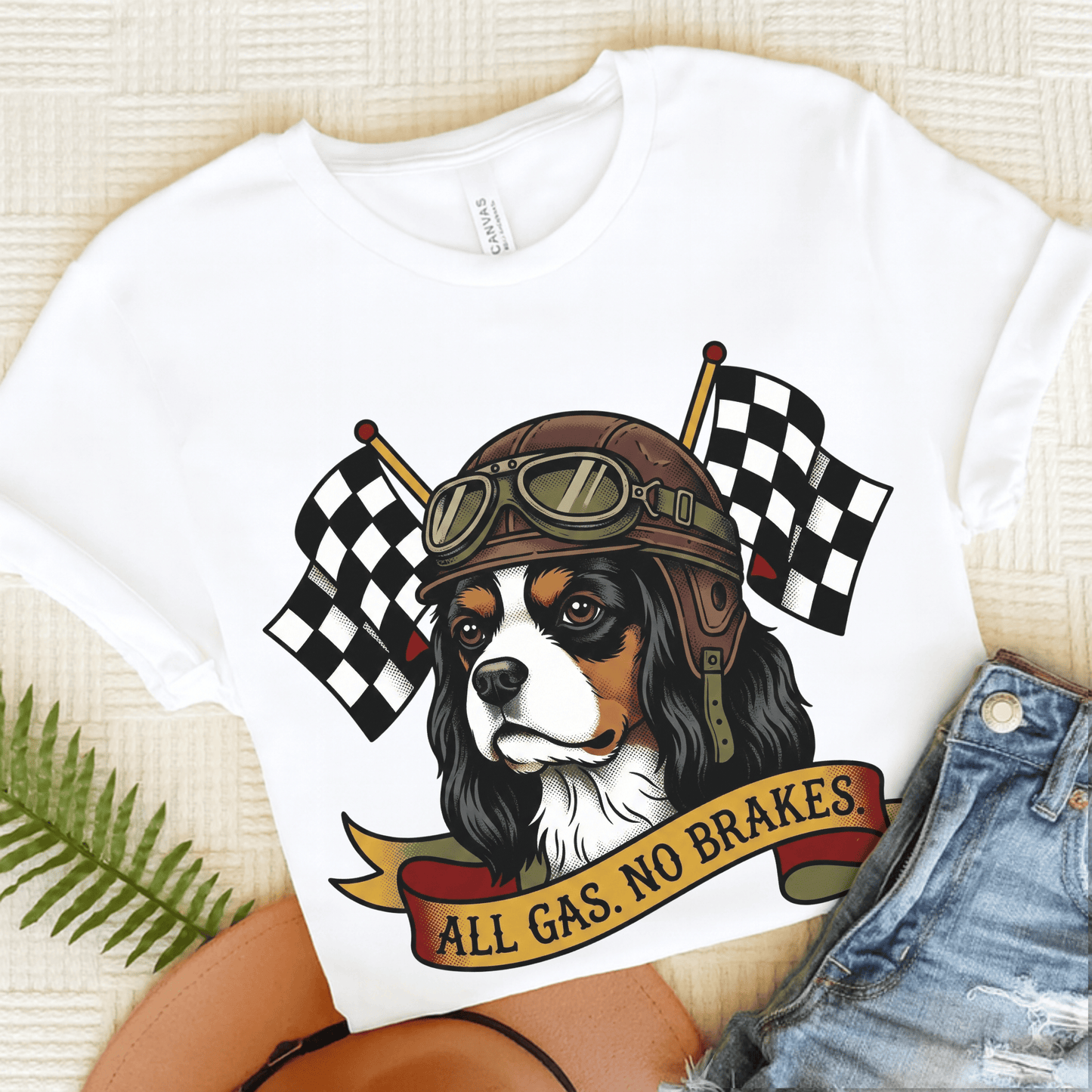 Personalized Cavalier Gas Race Car Unisex TShirt White