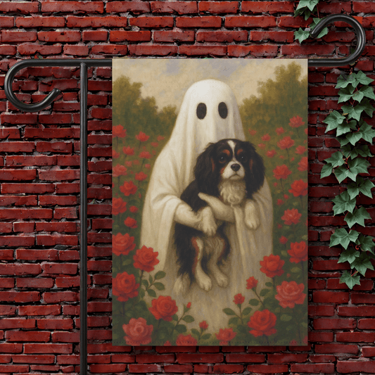 Tricolor Cavalier Ghostie Garden Flag 12'' × 18''