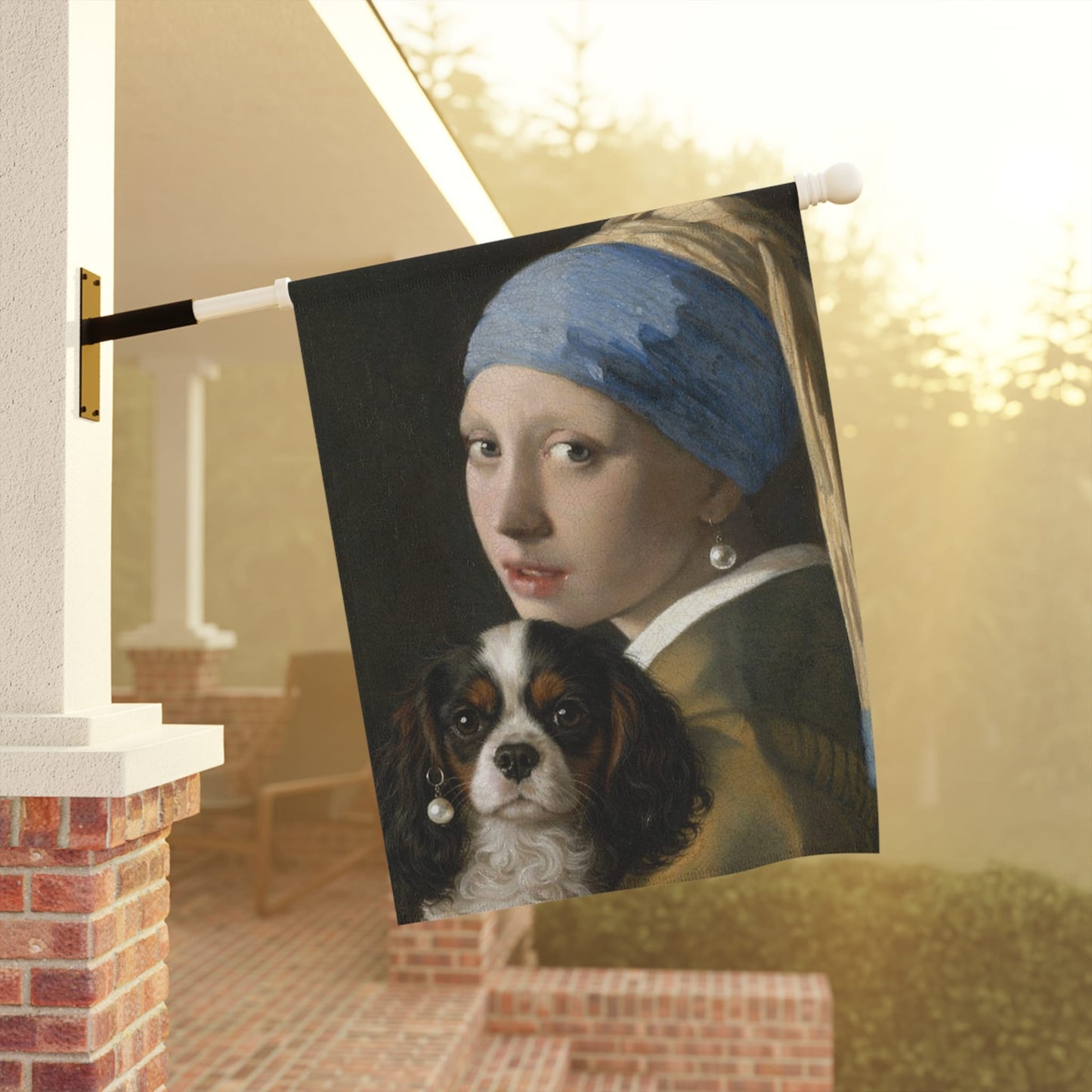 Personalized Cavalier Girl Pearl Earring Yard Flag