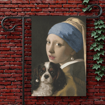 Personalized Cavalier Girl Pearl Earring Yard Flag 12'' × 18''