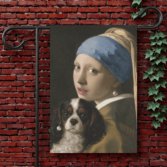 Personalized Cavalier Girl Pearl Earring Yard Flag 12'' × 18''