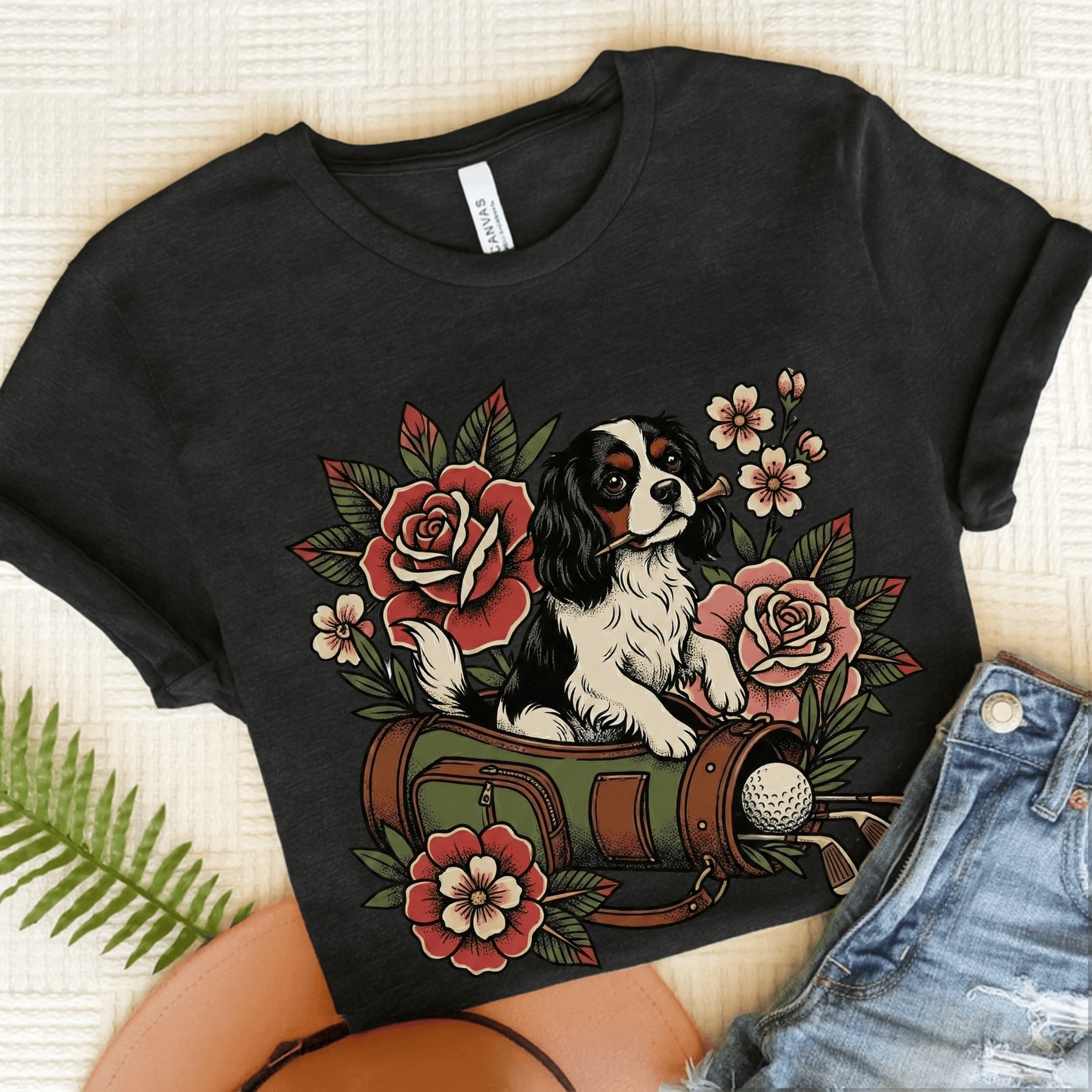 Personalized Cavalier Golfing Golfer Unisex TShirt Dark Grey Heather