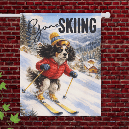 Personalized Cavalier Skiing Winter Garden Flag 24.5'' × 32''