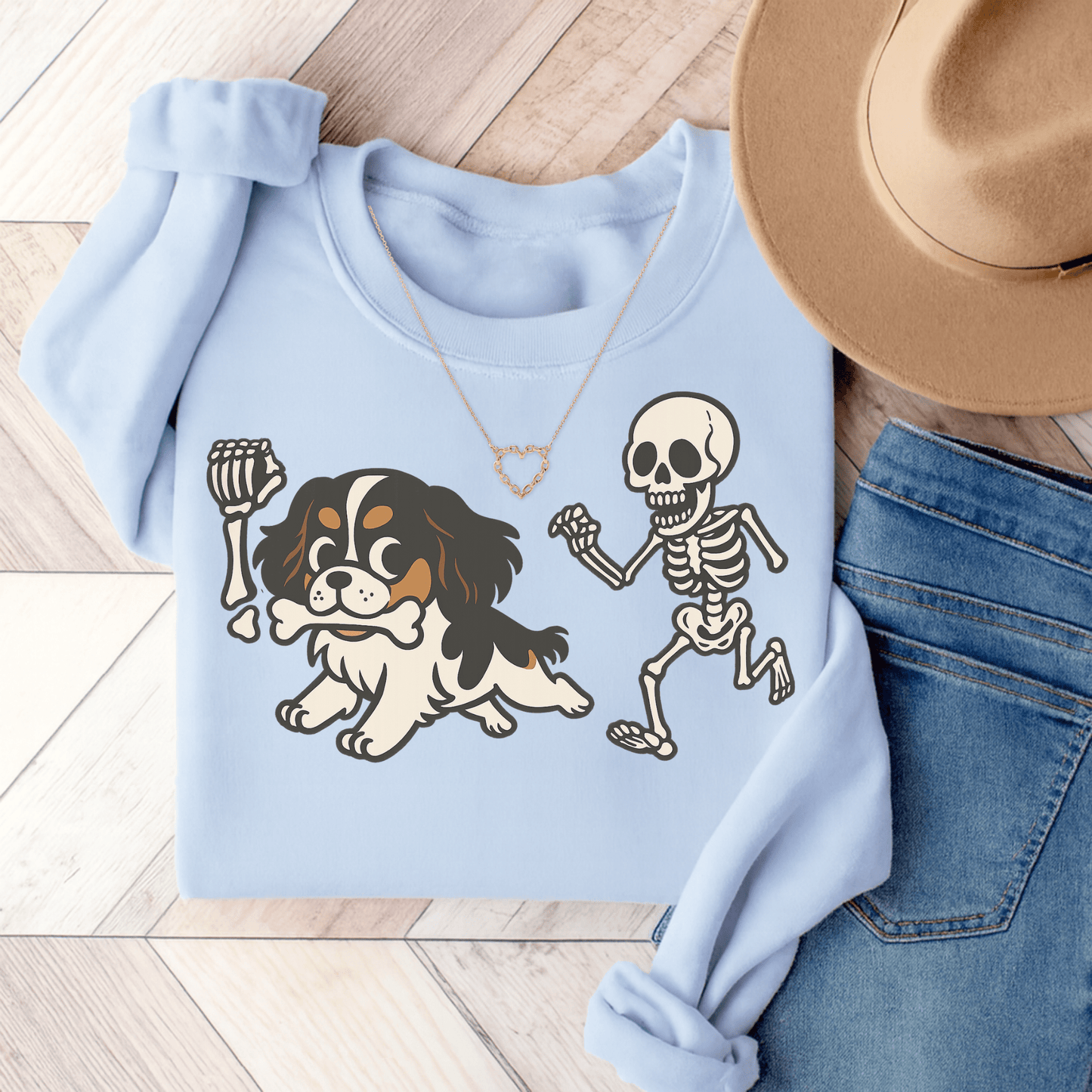 Tricolor Cavalier Grave Robber Sweatshirt Light Blue