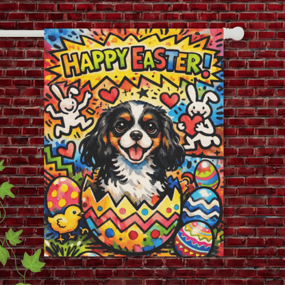 Personalized Cavalier Happy Easter Graffiti Garden Flag 24.5'' × 32''