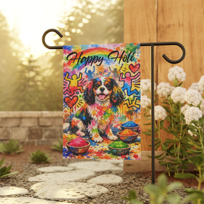 Personalized Cavalier Happy Holi Yard Flag