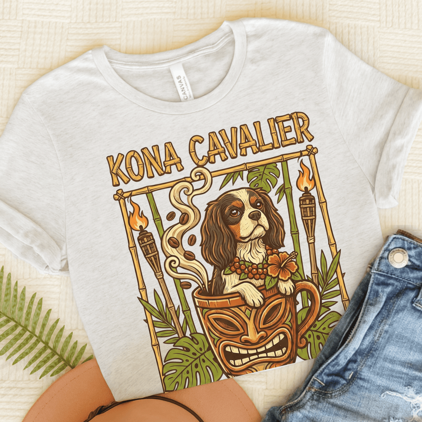 Personalized Cavalier Hawaiian Coffee Unisex TShirt Ash