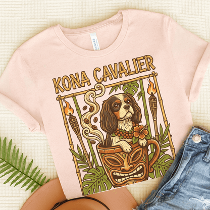 Personalized Cavalier Hawaiian Coffee Unisex TShirt Soft Pink