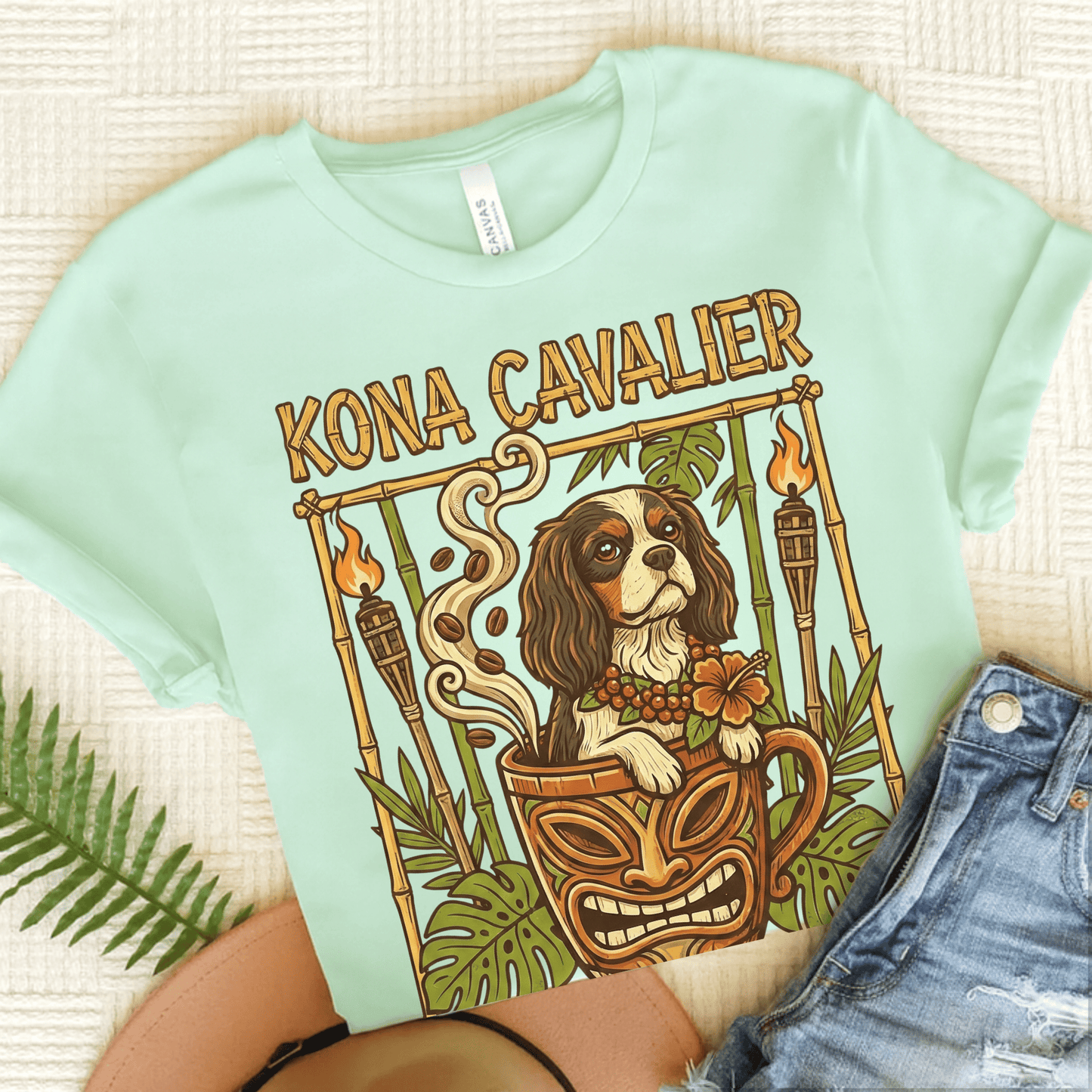 Personalized Cavalier Hawaiian Coffee Unisex TShirt Heather Mint