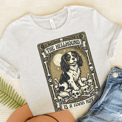 Personalized Cavalier Hellhound Tarot Card Unisex TShirt Ash