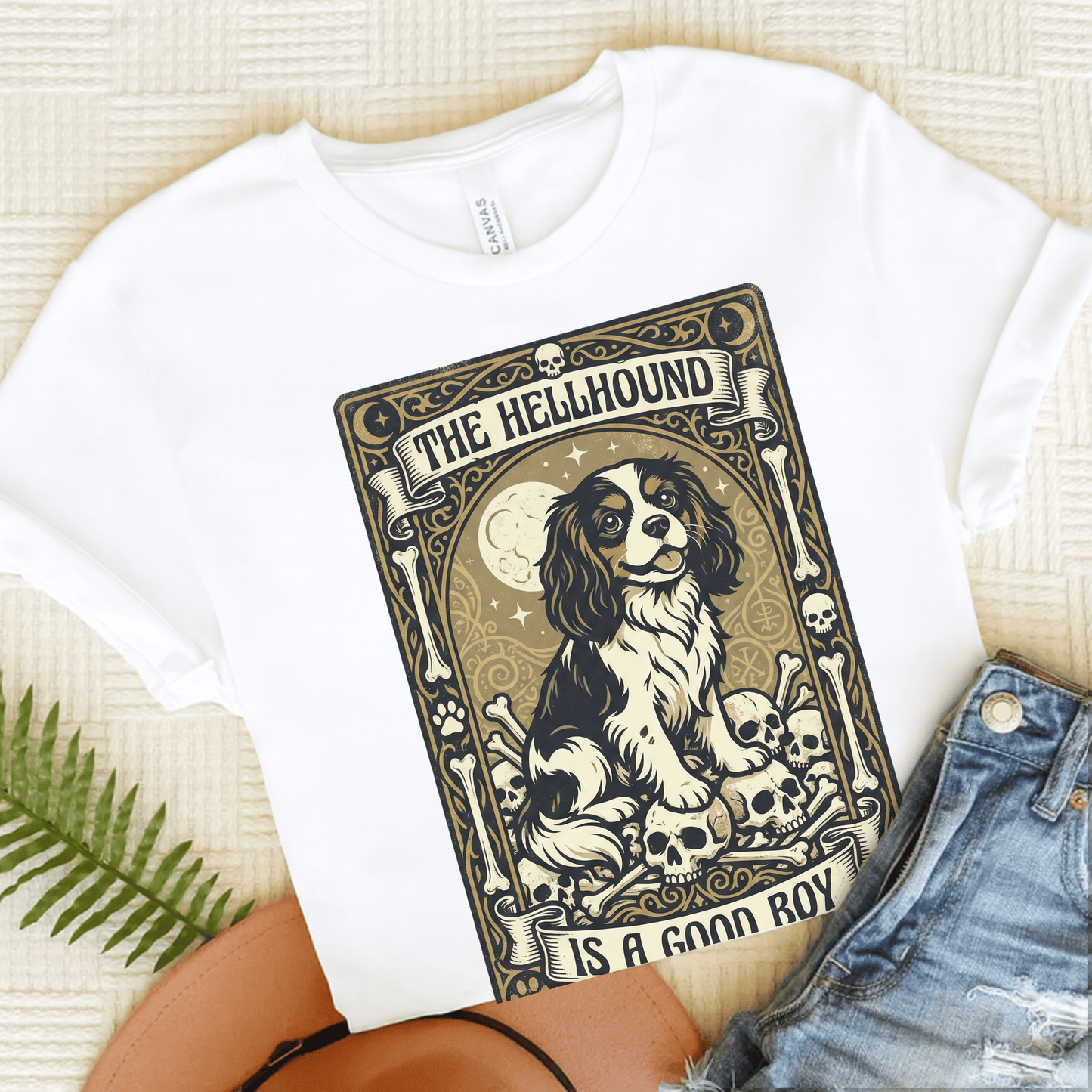 Personalized Cavalier Hellhound Tarot Card Unisex TShirt White
