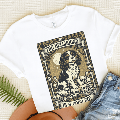 Personalized Cavalier Hellhound Tarot Card Unisex TShirt White