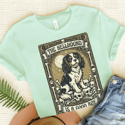 Personalized Cavalier Hellhound Tarot Card Unisex TShirt Heather Mint