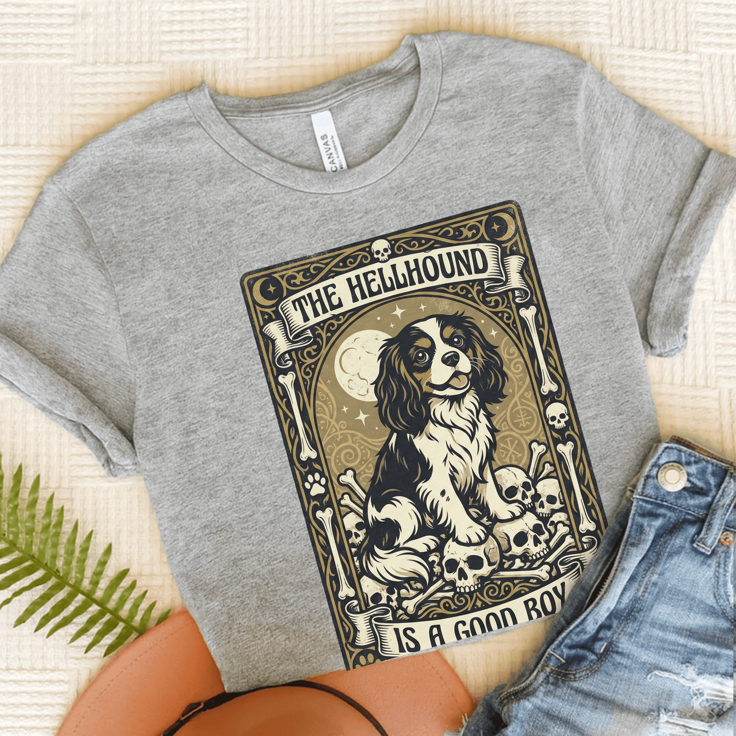 Personalized Cavalier Hellhound Tarot Card Unisex TShirt Athletic Heather