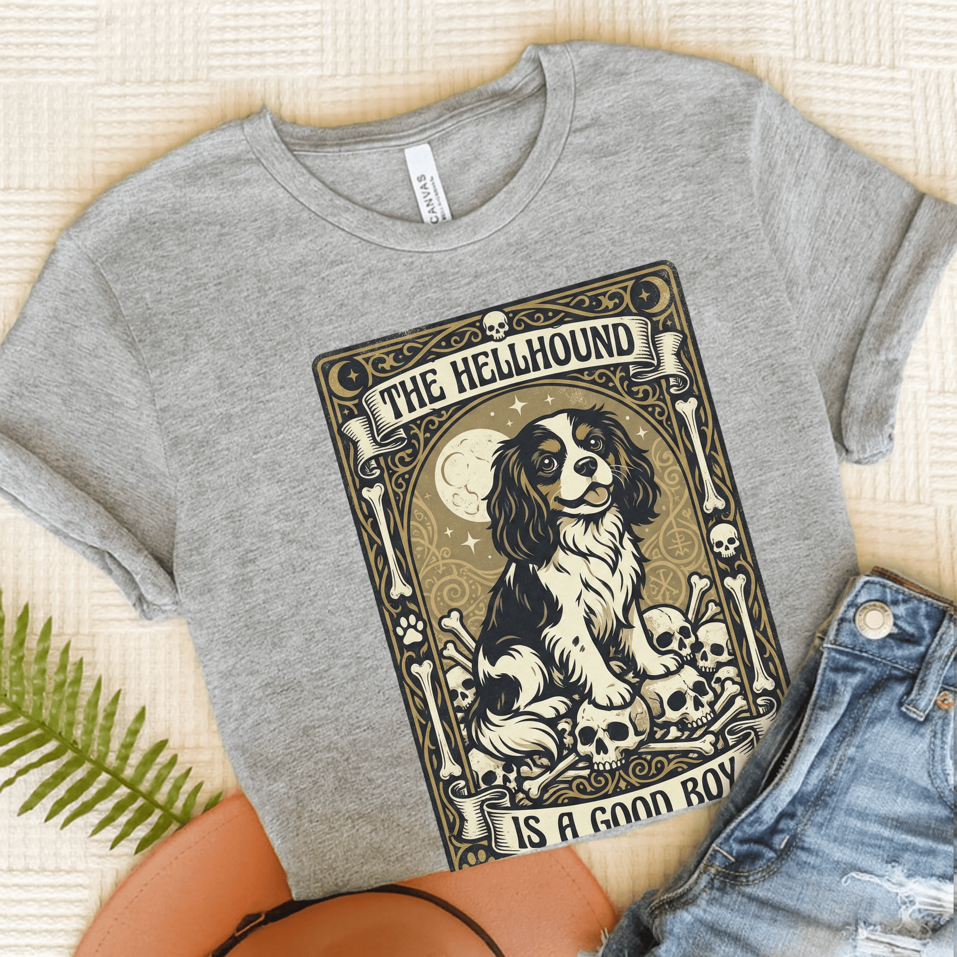 Personalized Cavalier Hellhound Tarot Card Unisex TShirt Athletic Heather