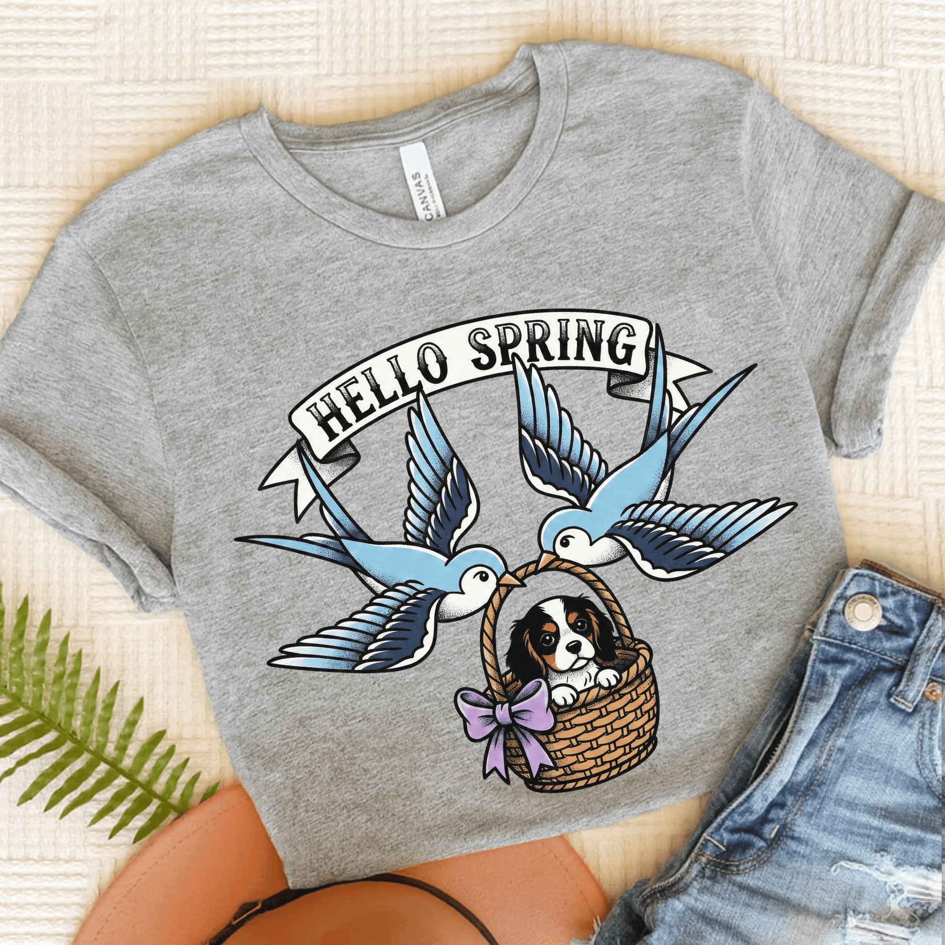 Personalized Cavalier Hello Spring Unisex TShirt Athletic Heather