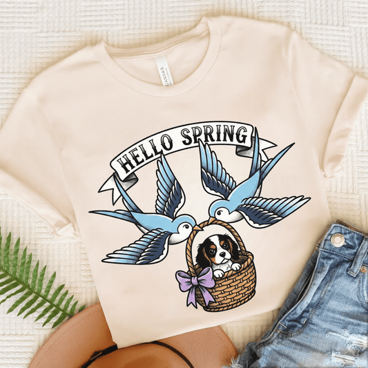 Personalized Cavalier Hello Spring Unisex TShirt Natural