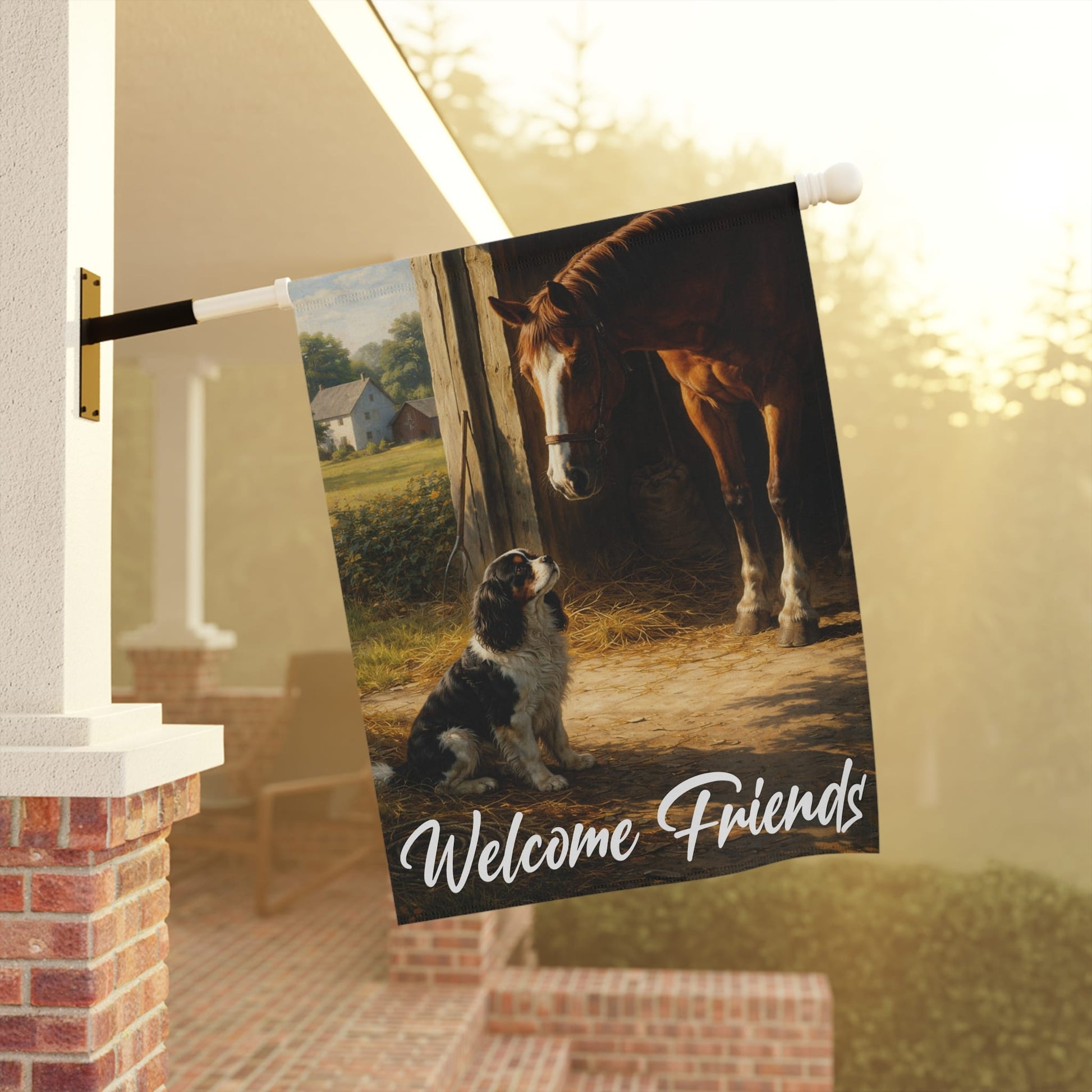 Personalized Cavalier Horse Barn Yard Flag