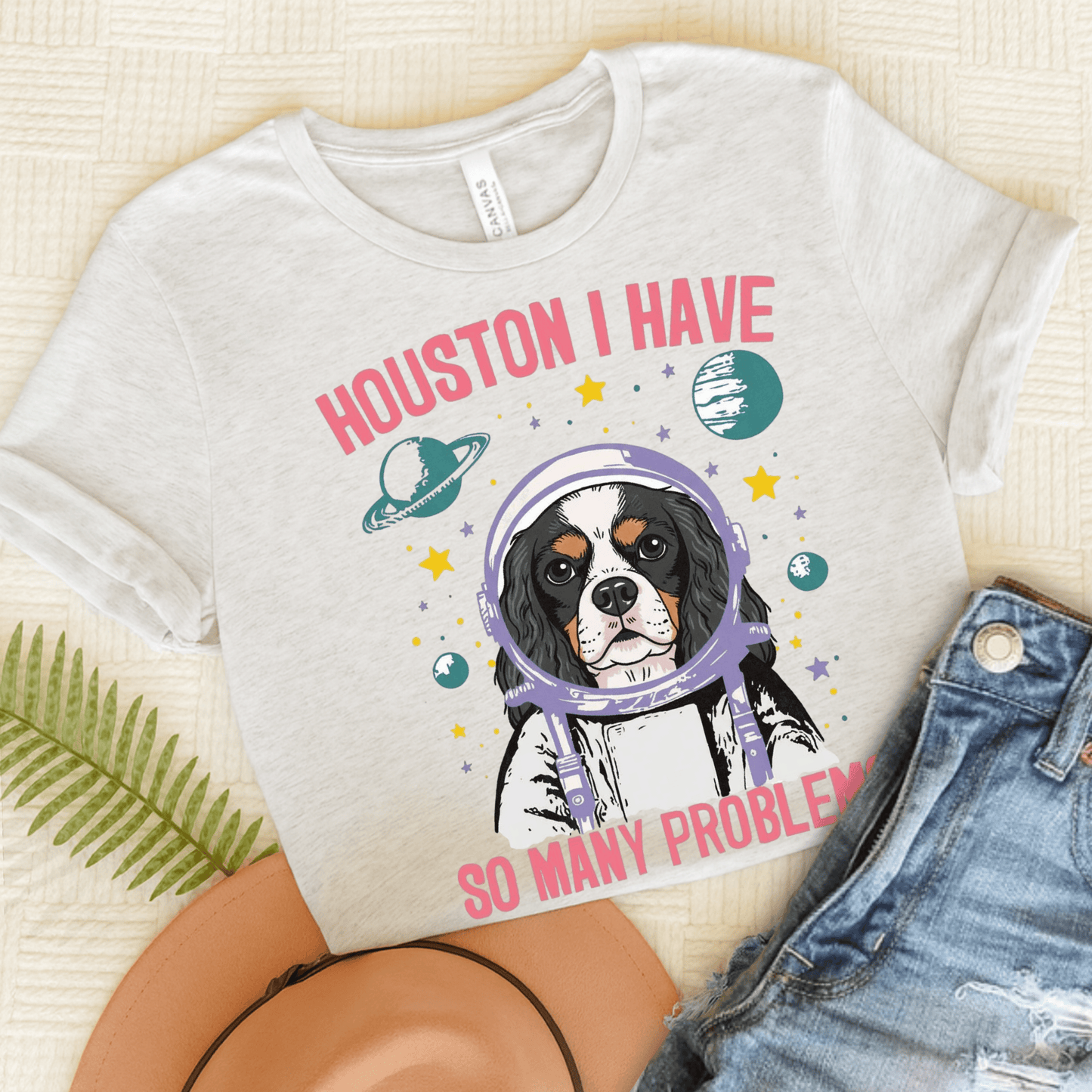Personalized Cavalier Houston Space Unisex TShirt Ash