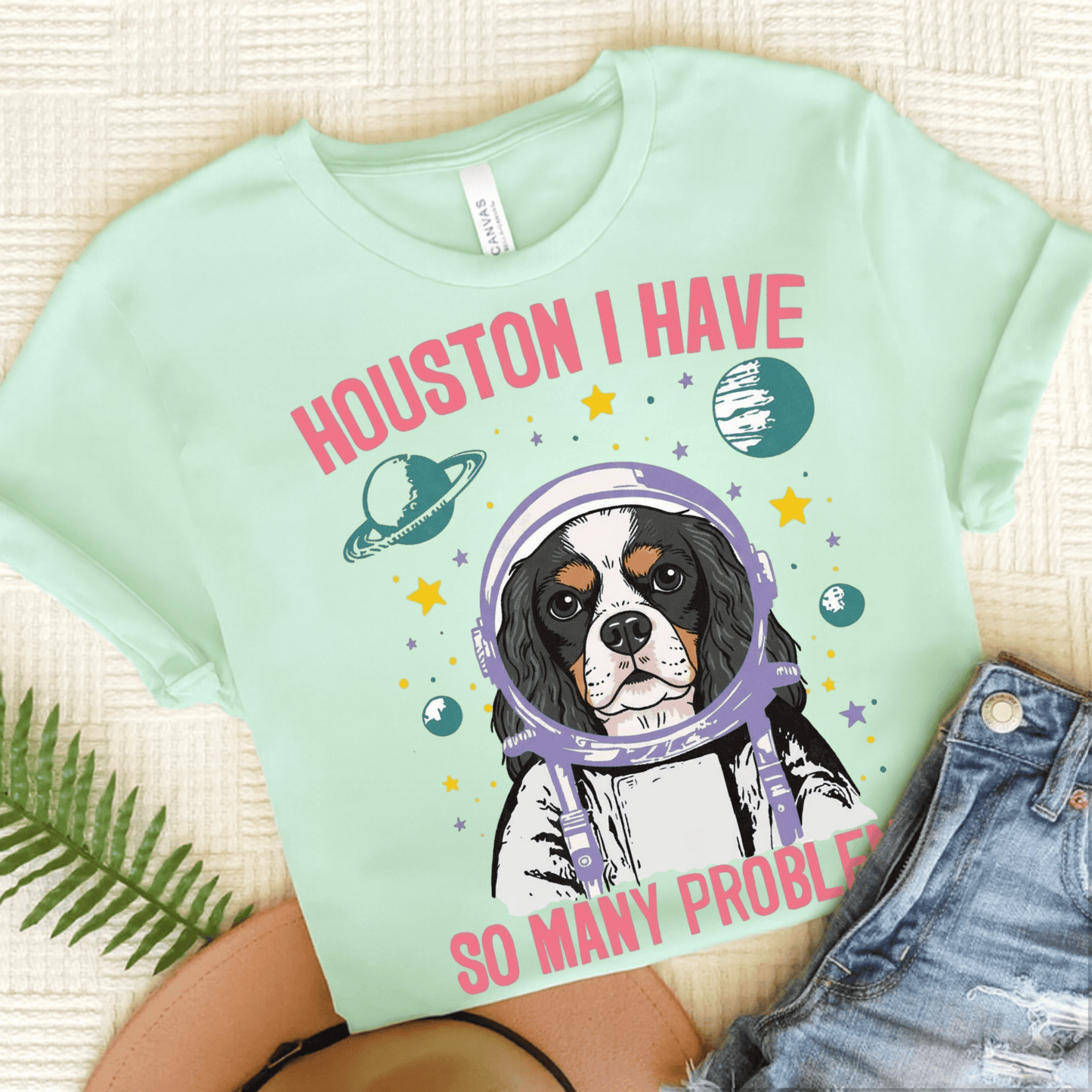 Personalized Cavalier Houston Space Unisex TShirt Heather Mint