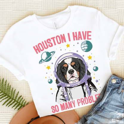 Personalized Cavalier Houston Space Unisex TShirt White