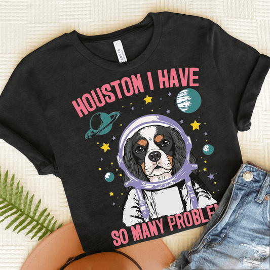 Personalized Cavalier Houston Space Unisex TShirt Dark Grey Heather