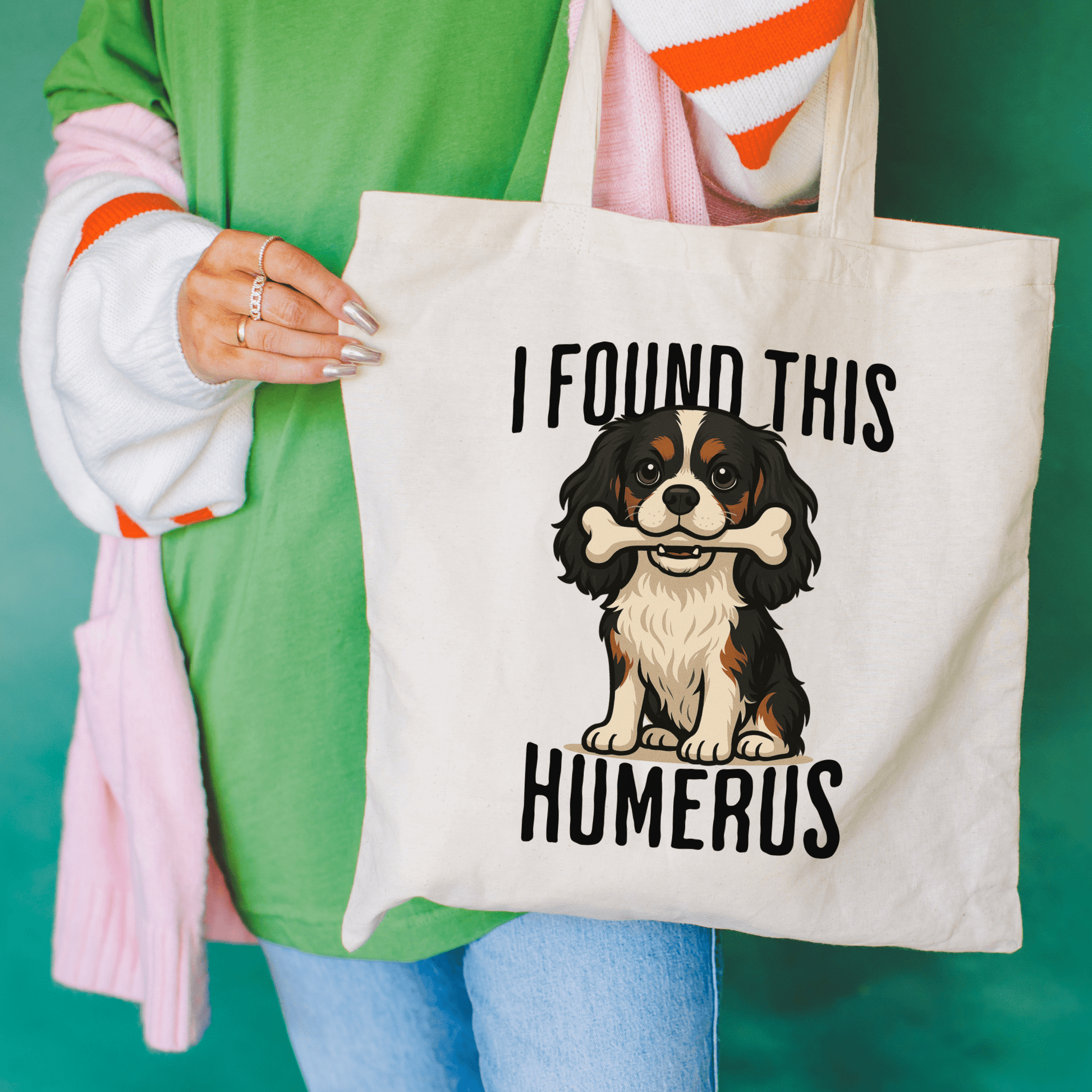 Tricolor Cavalier Humerus Tote Bag Natural 15" x 16"