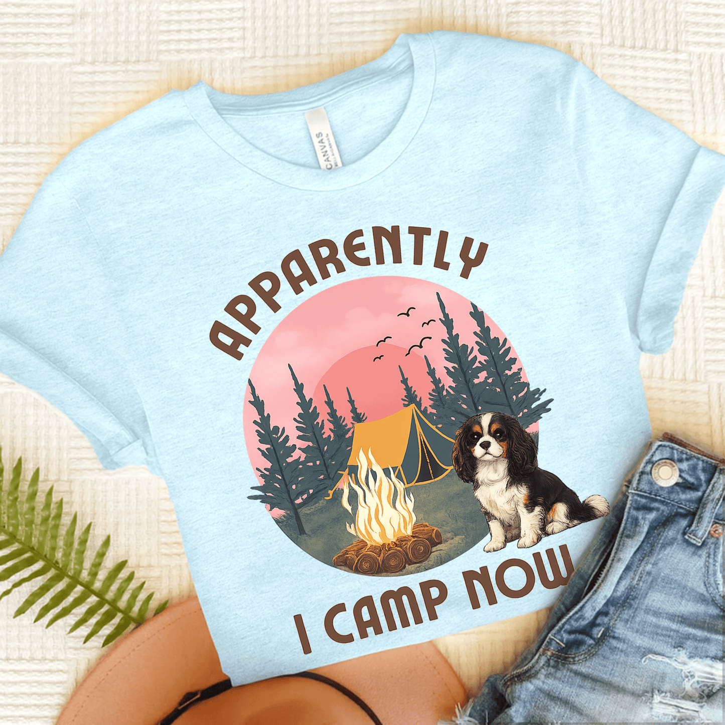 Personalized Cavalier I Camp Now Unisex TShirt Heather Ice Blue