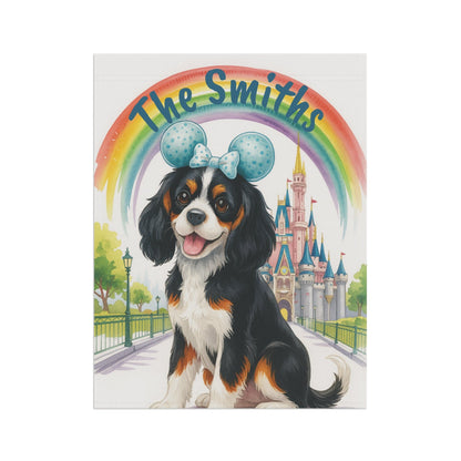 Printify Home Decor Tricolor Cavalier King Charles Bulldog Magical Kingdom Garden Flag