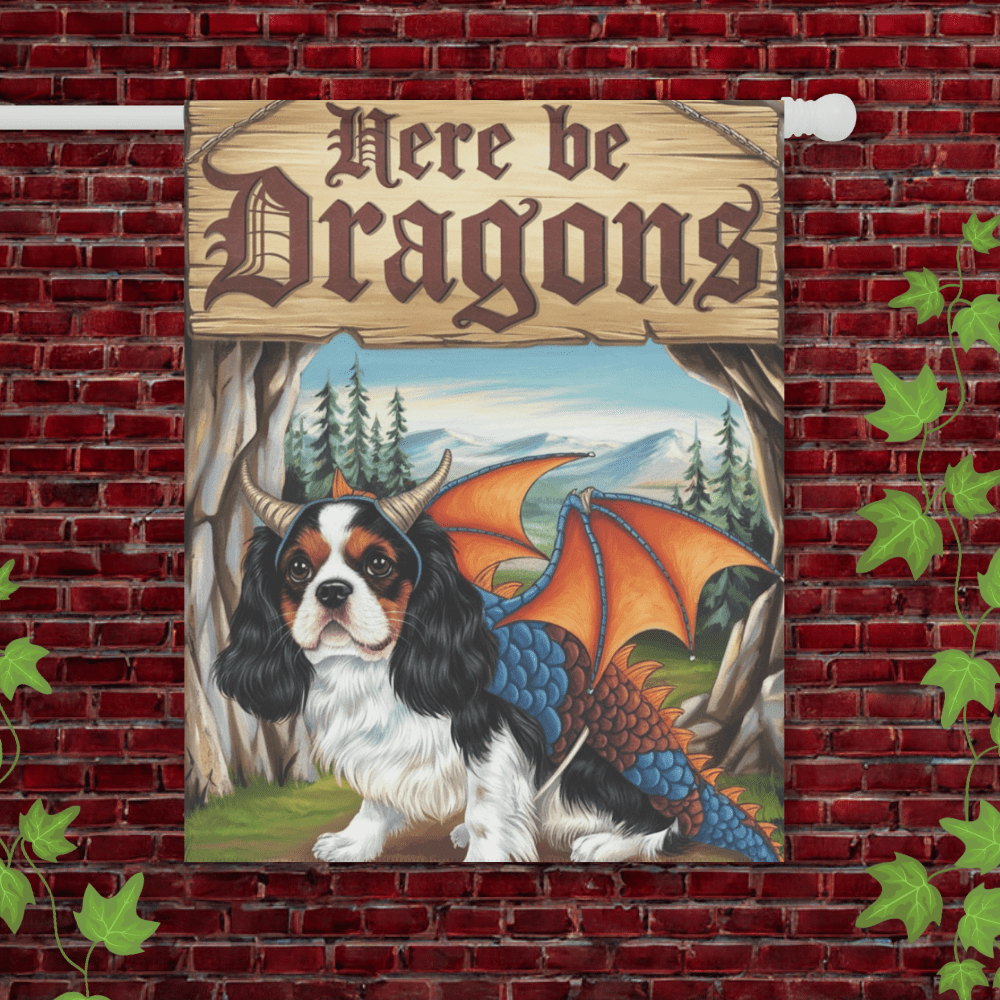 Printify Garden Flag 24.5'' × 32'' Tricolor Cavalier King Charles Dragon Garden Flag