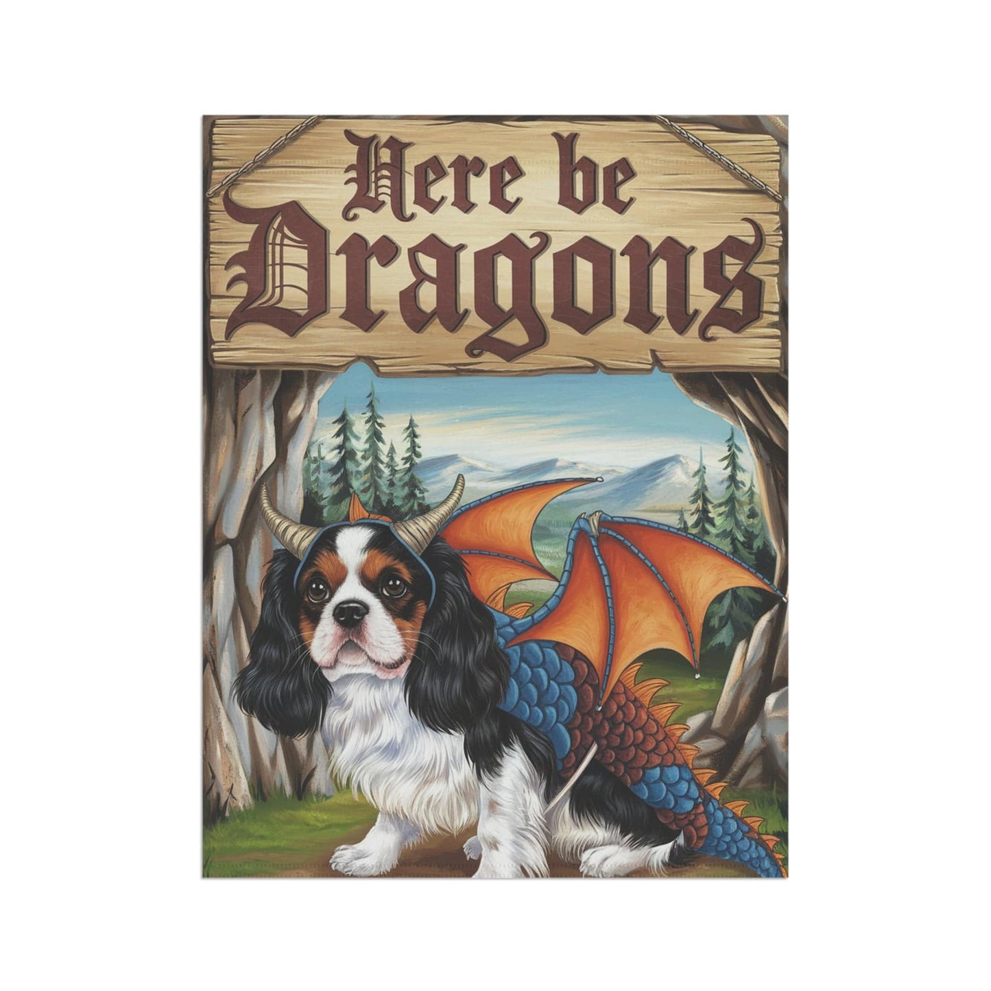 Printify Garden Flag Tricolor Cavalier King Charles Dragon Garden Flag