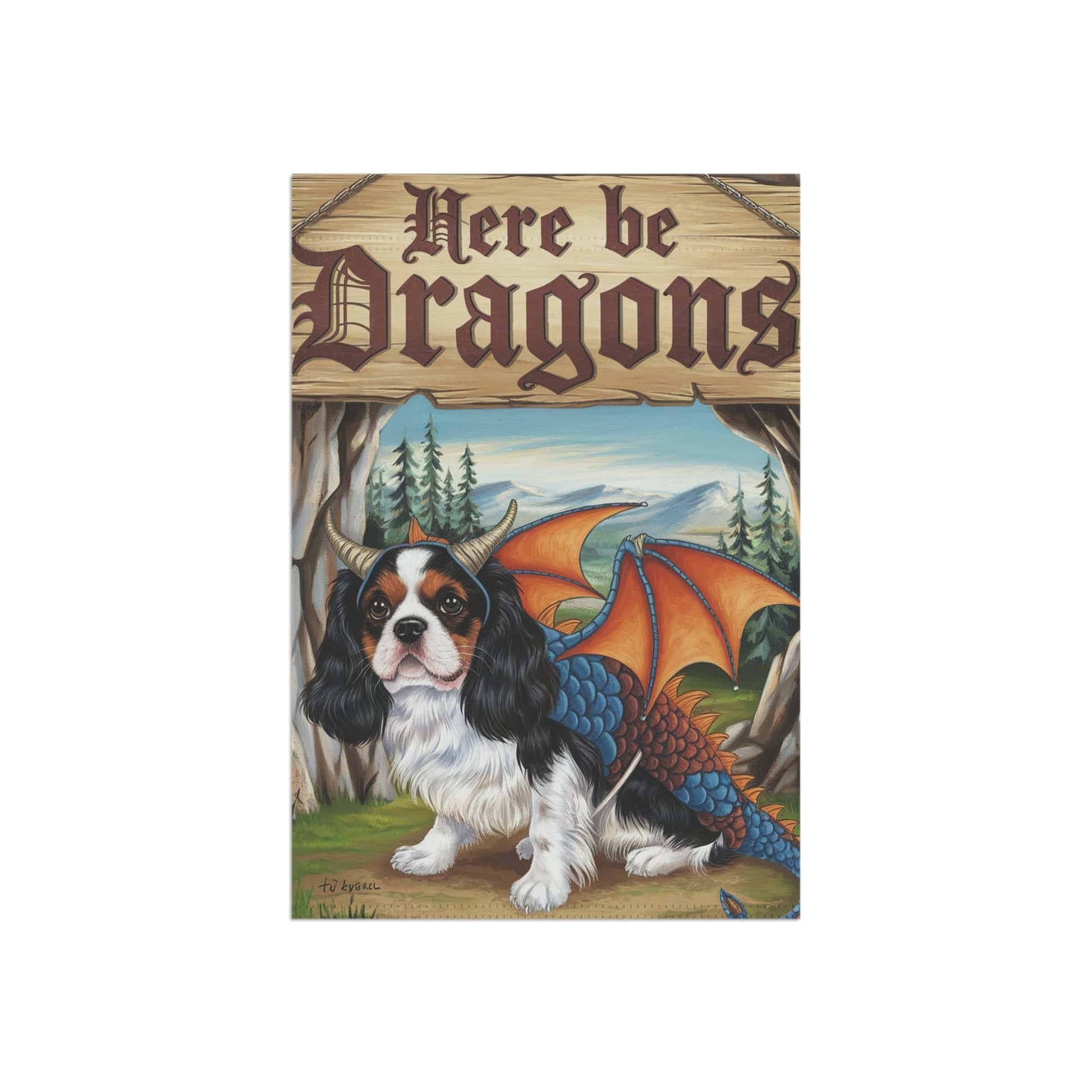 Printify Garden Flag Tricolor Cavalier King Charles Dragon Garden Flag