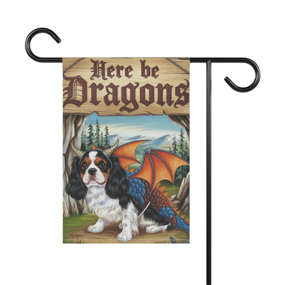 Printify Garden Flag Tricolor Cavalier King Charles Dragon Garden Flag
